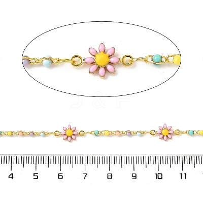 Brass Enamel Flower Link Chains CHS-H112-22G-01-1