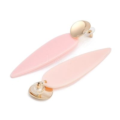 Brass Resin Teardrop Stud Earrings for Women EJEW-U030-01G-02-1