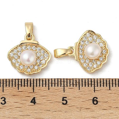 Brass Micro Pave Cubic Zirconia Pendants KK-U045-19G-1