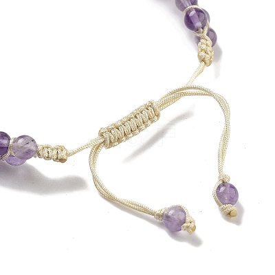 Natural Amethyst Braided Round Bead Bracelets BJEW-K251-06B-1
