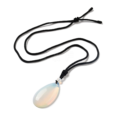 Synthetic Opalite Pendant Necklace with Nylon Cord for Women NJEW-L464-A01-1