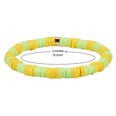 Handmade Polymer Clay Heishi Beads Stretch Bracelets Sets BJEW-JB05902-07-1