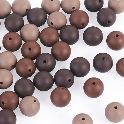 45Pcs 3 Colors Round Silicone Focal Beads SIL-TAD0001-01G-1