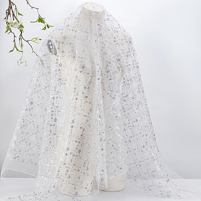 Sequin Polyester Lace Fabric DIY-WH0622-147B-1