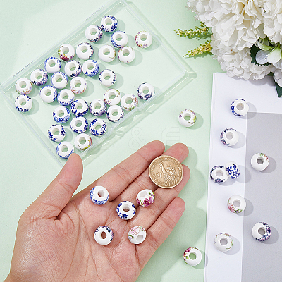60Pcs Handmade Porcelain European Beads PORC-SC0001-25A-1