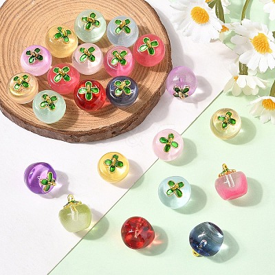 24Pcs 12 Colors Transparent Glass Apple Pendants DGLA-YW0001-46-1