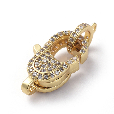 Brass Micro Pave Cubic Zirconia Lobster Claw Clasps ZIRC-G160-24G-1