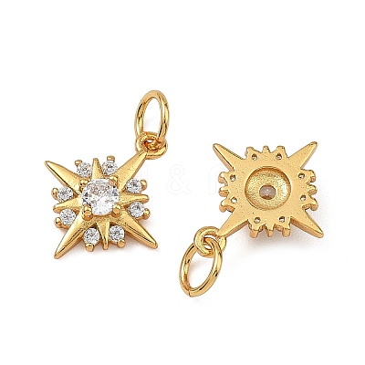Brass Micro Pave Clear Cubic Zirconia Charms KK-F941-40A-G-1
