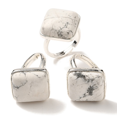 Natural Howlite Adjustable Rings RJEW-H240-01S-18-1