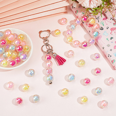 125Pcs 5 Colors Transparent Acrylic Beads TACR-PA0001-25-1
