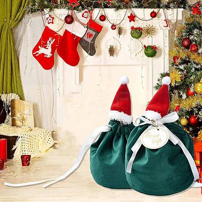 Christmas Hat Velvet Drawstring Bags ST-CJ0001-01B-1