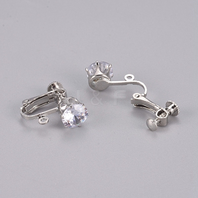 Brass Screw On Clip-on Earring Findings KK-L200-A01-P-1