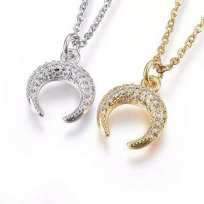 Brass Micro Pave Cubic Zirconia Pendant Necklaces NJEW-L146-07-1