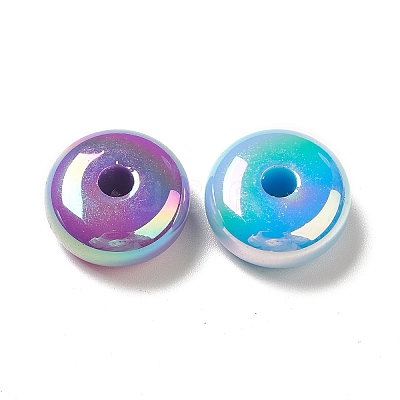 UV Plating Opaque Rainbow Iridescent Acrylic Beads X-PACR-D069-03-1