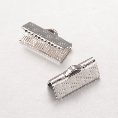 Tarnish Resistant 304 Stainless Steel Ribbon Crimp Ends STAS-G140-20P-1
