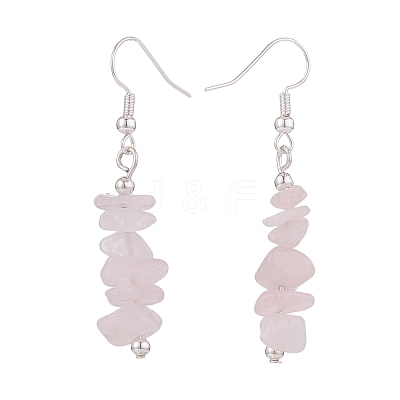 Natural Rose Quartz Chips Beaded Jewelry Set SJEW-JS01232-06-1