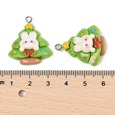 Christmas Theme Rabbit Opaque Resin Pendants RESI-S08-04F-1