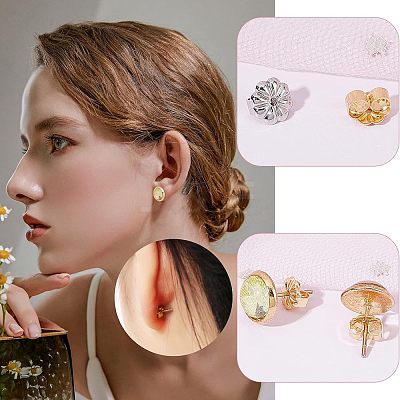 200Pcs 2 Colors Rack Plating Brass Ear Nut KK-FH0003-79-1