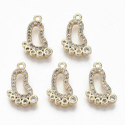Brass Micro Pave Clear Cubic Zirconia Pendants RJEW-T063-31G-NF-1