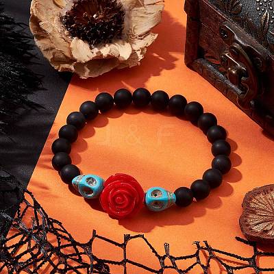 Resin and Synthetic Turquoise Bracelets BJEW-JB10755-02-1