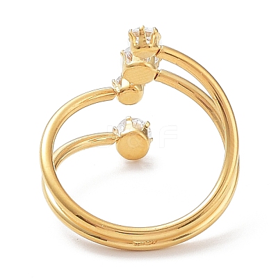 Ion Plating(IP) 304 Stainless Steel Multi Line Open Cuff Ring RJEW-K244-05G-1