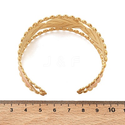 304 Stainless Steel Enamel Cuff Open Bangles for Women BJEW-F542-01G-02-1
