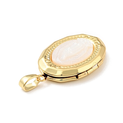 Rack Plating Brass Locket Pendants KK-C242-03G-1