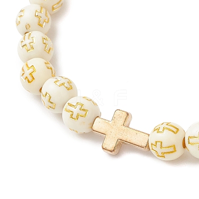 2Pcs 2 Colors Plating Acrylic Round Beads Stretch Bracelets for Men Women BJEW-JB12080-1