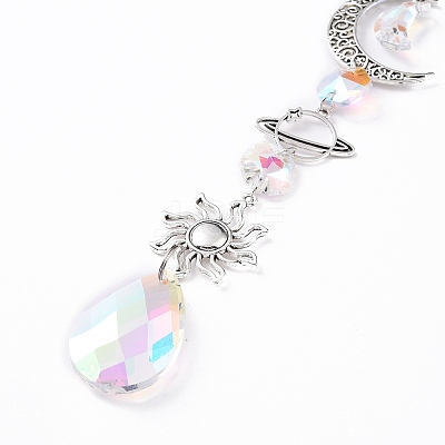 AB Color Plated Crystal Teardrop Big Pendant Decorations HJEW-G019-03E-1