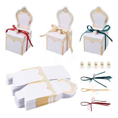 30 Sets 3 Colors Chair Shape Romantic Wedding Candy Box CON-FW0001-01-1