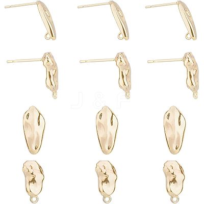 12Pcs 2 Style Brass Stud Earring Findings KK-FH0004-95-1