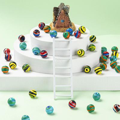 40Pcs 4 Colors Handmade Frosted Lampwork Beads LAMP-LS0001-06-1