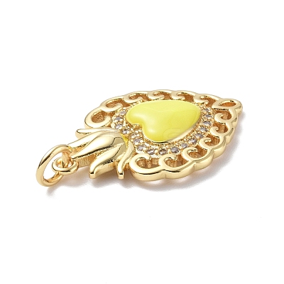 Eco-Friendly Rack Plating Brass Micro Pave Cubic Zirconia Pendants KK-F845-33G-01-1