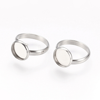 Tarnish Resistant Adjustable 304 Stainless Steel Finger Rings Components STAS-L193-P-10mm-1