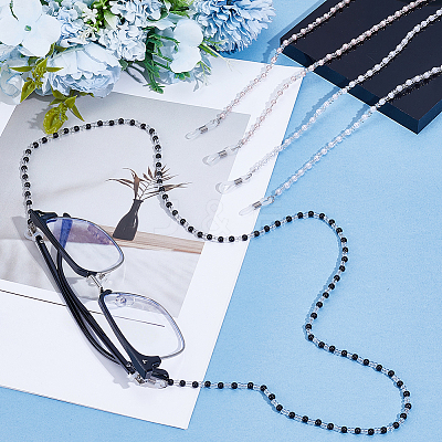 3Pcs 3 Colors Plastic Pearl & Glass Bead Strap for Eyeglasses AJEW-CY0002-18-1