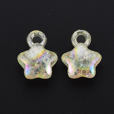 Transparent Crackle Acrylic Pendants MACR-S373-63-L06-1