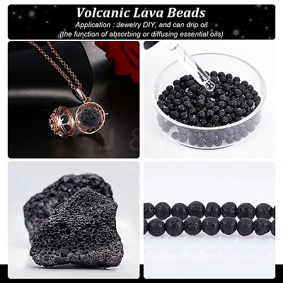 Natural Lava Rock Gemstone Round Bead Strands G-R285-4mm-06-1