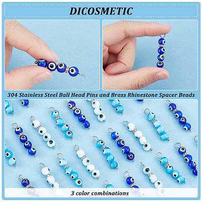 60Pcs 3 Colors Handmade Evil Eye Lampwork  Pendants FIND-DC0001-88-1