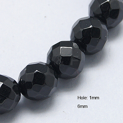 Natural Black Spinel Beads Strands G-G213-6mm-36-1