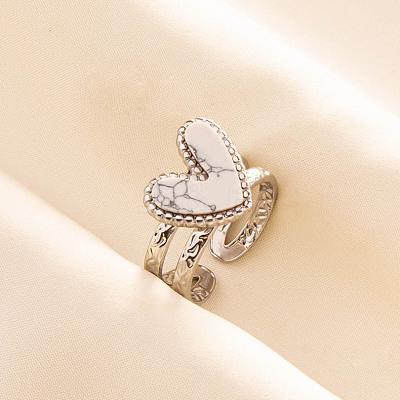 304 Stainless Steel Heart Cuff Rings QJ7925-4-1