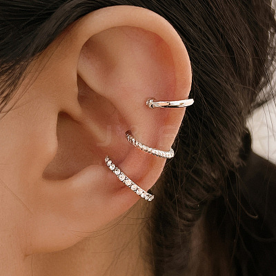 3Pcs Alloy Crystal Rhinestone Cuff Earring Sets for Women WG4401A-07-1