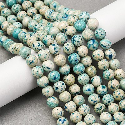 Natural Dyed Marble Beads Strands G-P593-8mm-04-1
