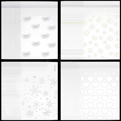 4 Bags 4 Styles Printed Transparent OPP Cellophane Storage Bags OPP-SP0001-07A-1