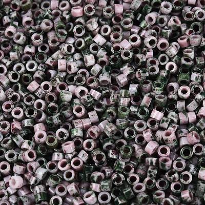 Opaque Picasso Cylinder Glass Beads SEED-Q039-06A-11-1