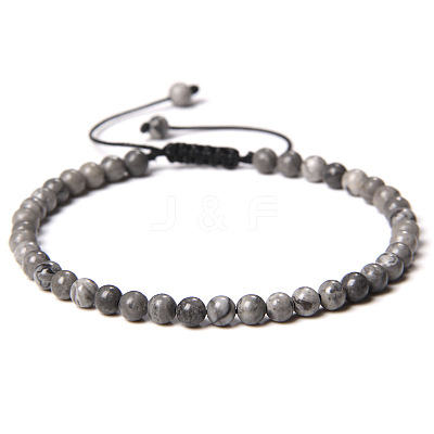 4mm Natural Map Stone/Picasso Stone/Picasso Jasper Beaded Braided Bracelets SY1950-8-1