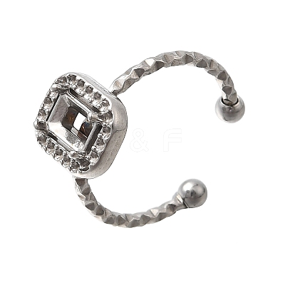 Square 304 Stainless Steel Adjustable Cuff Ring Components STAS-H237-02D-P-1