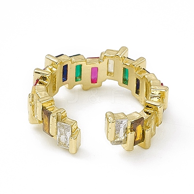 Colorful Cubic Zirconia Open Cuff Rings EJEW-F294-20G-1