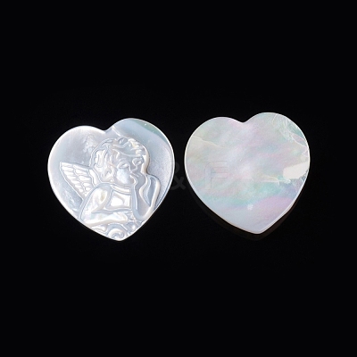 Natural White Shell Cabochons SSHEL-D083-01-1