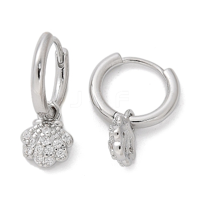 Brass Clear Cubic Zirconia Hoop Earrings EJEW-Q014-06P-1