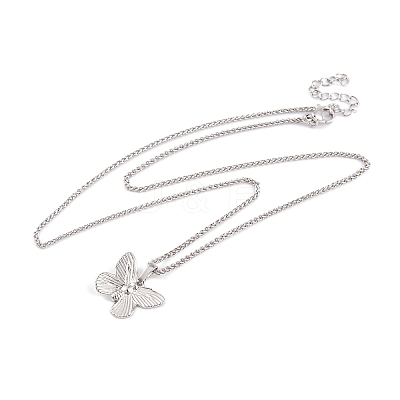 Butterfly Rack Plating Brass Pendant Necklaces NJEW-S423-01P-1